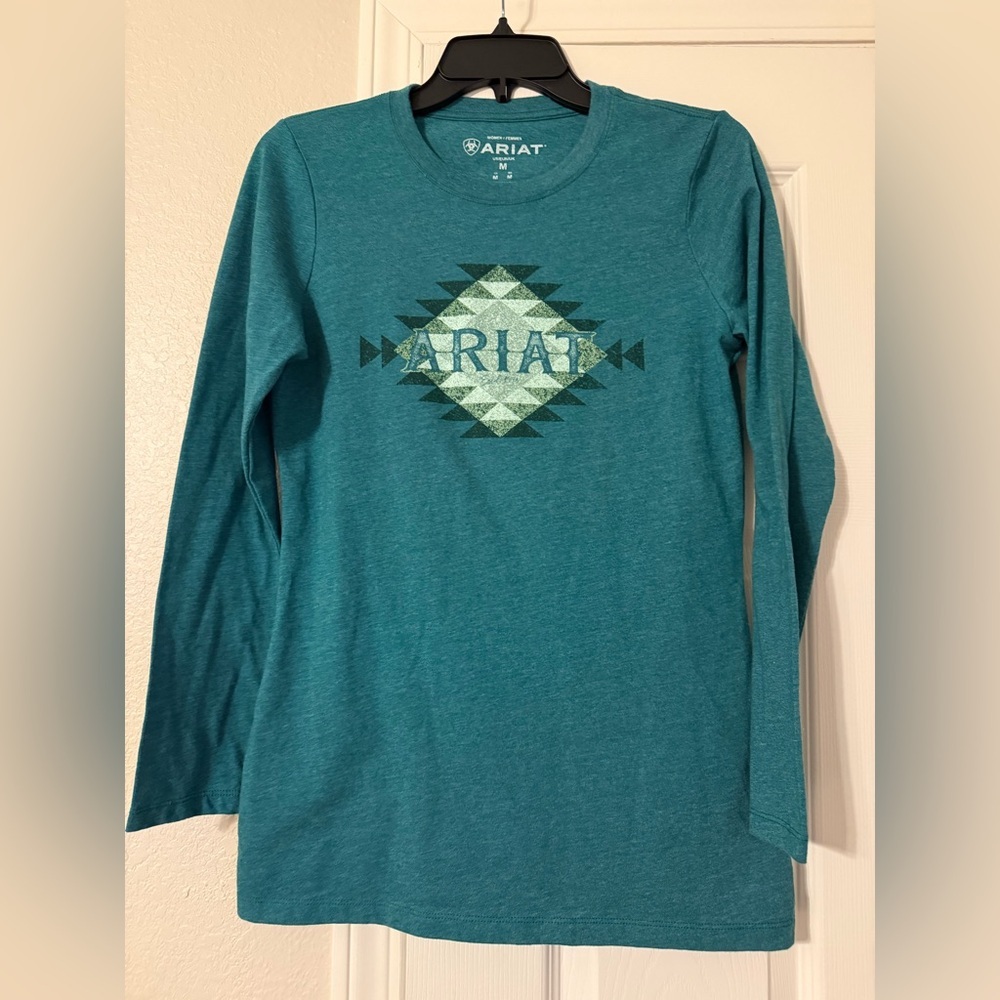 Ariat Teal Long Sleeve Tee with Geometric Design